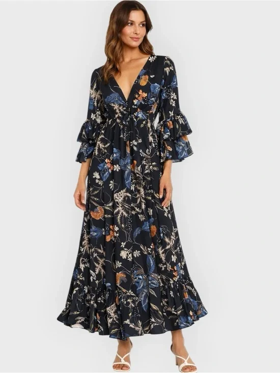 TOV Holy Floral Boho Maxi Dress Small Free People Style Romantic Cottagecore - Picture 1 of 10